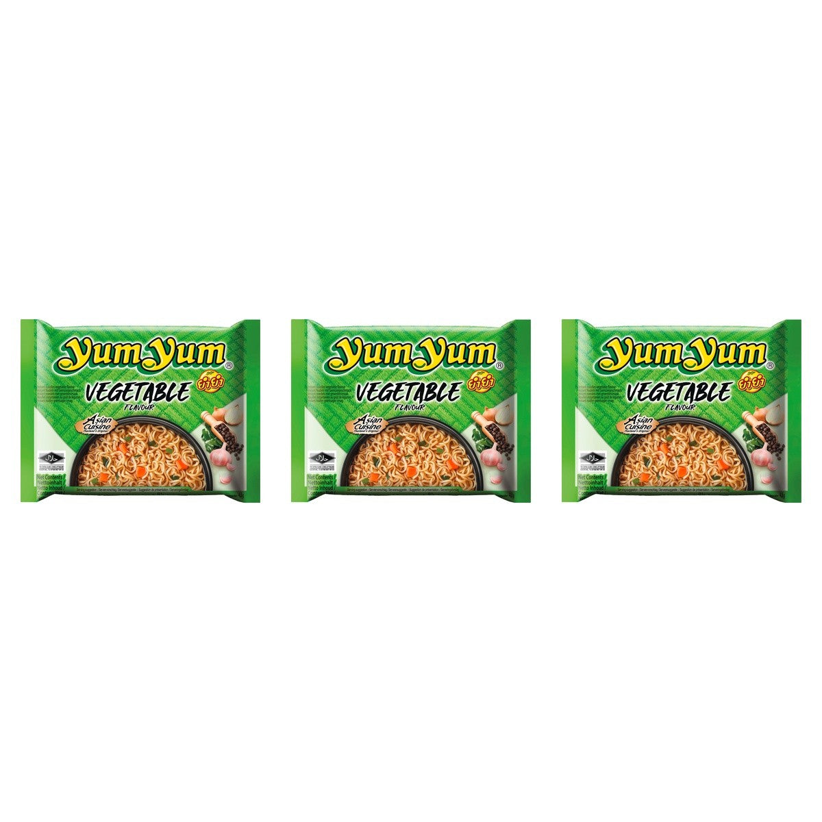 Yum Yum Instant Nudeln Gemüsegeschmack – 3 x 60 g (180 g)