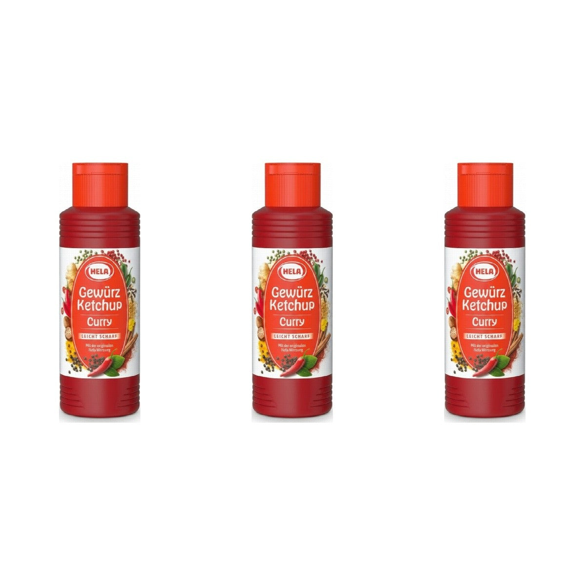 Hela Gewürz Ketchup Curry leicht scharf – 3 x 300 ml (900 ml)