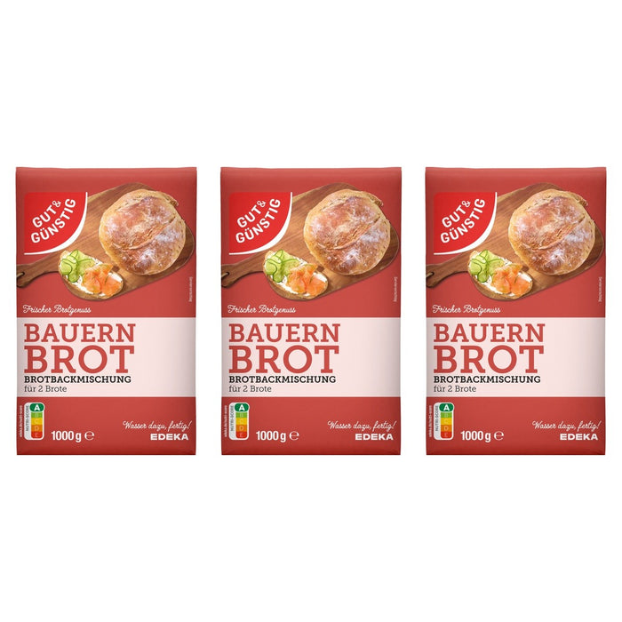 Gut&Günstig Brotbackmischung Bauernbrot – 3 x 1000 g (3000 g)