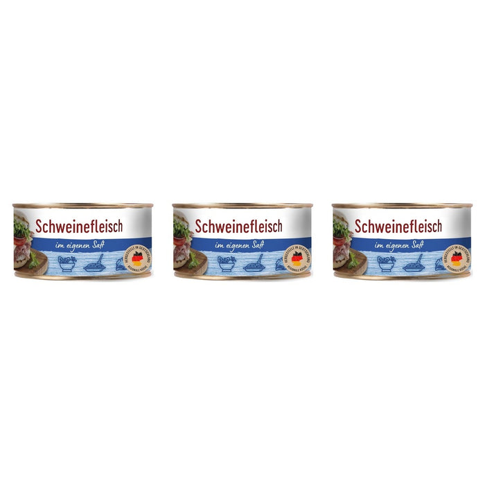 Dreistern Schweinefleisch im eigenen Saft – 3 x 300 g (900 g)