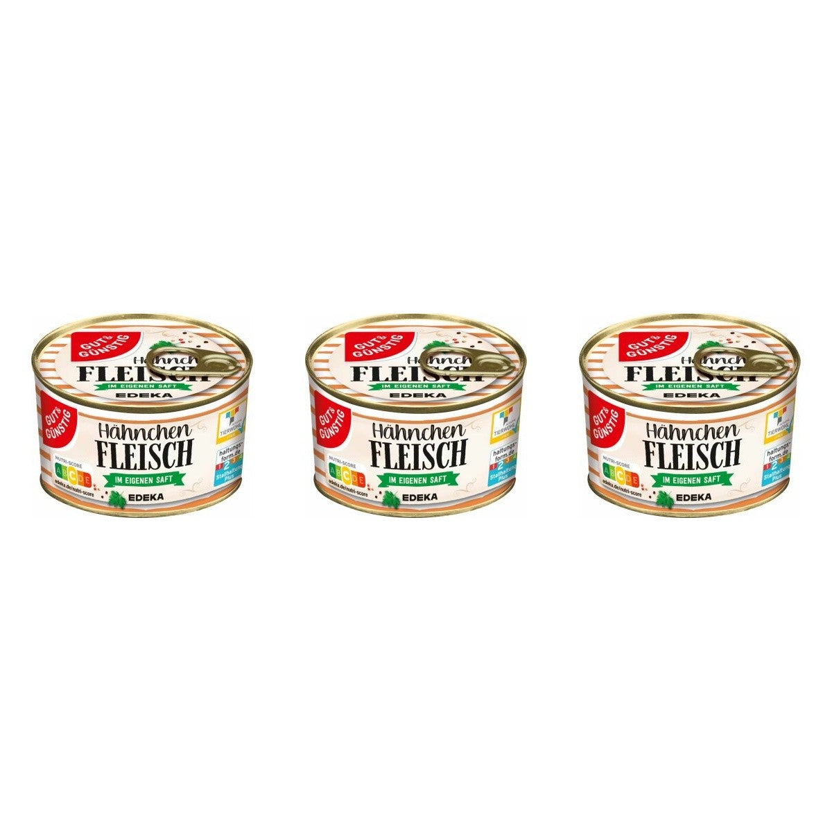 Gut&Günstig Hähnchenfleisch in eigenem Saft – 3 x 300 g (900 g)