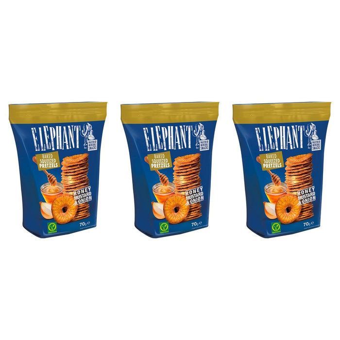 Elephant Pretzels Honig-Senf-Zwiebel – 3 x 70 g (210 g)