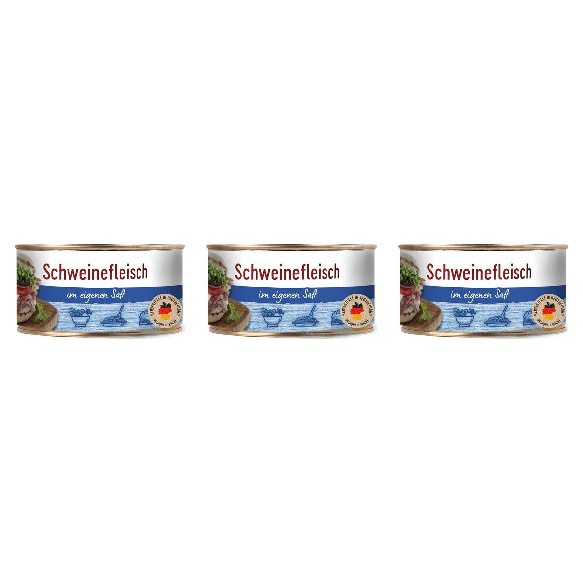 Dreistern Schweinefleisch im eigenen Saft – 3 x 400 g (1200 g)