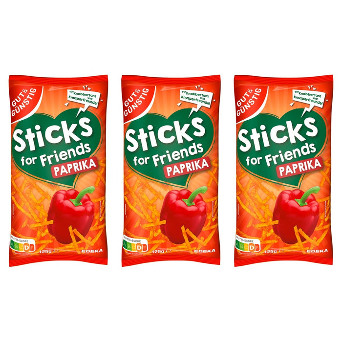 Gut&Günstig Kartoffelsticks Paprika – 3 x 125 g (375 g)