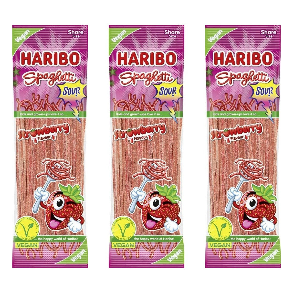 Haribo Spaghetti Erdbeere – 3 x 200 g (600 g)