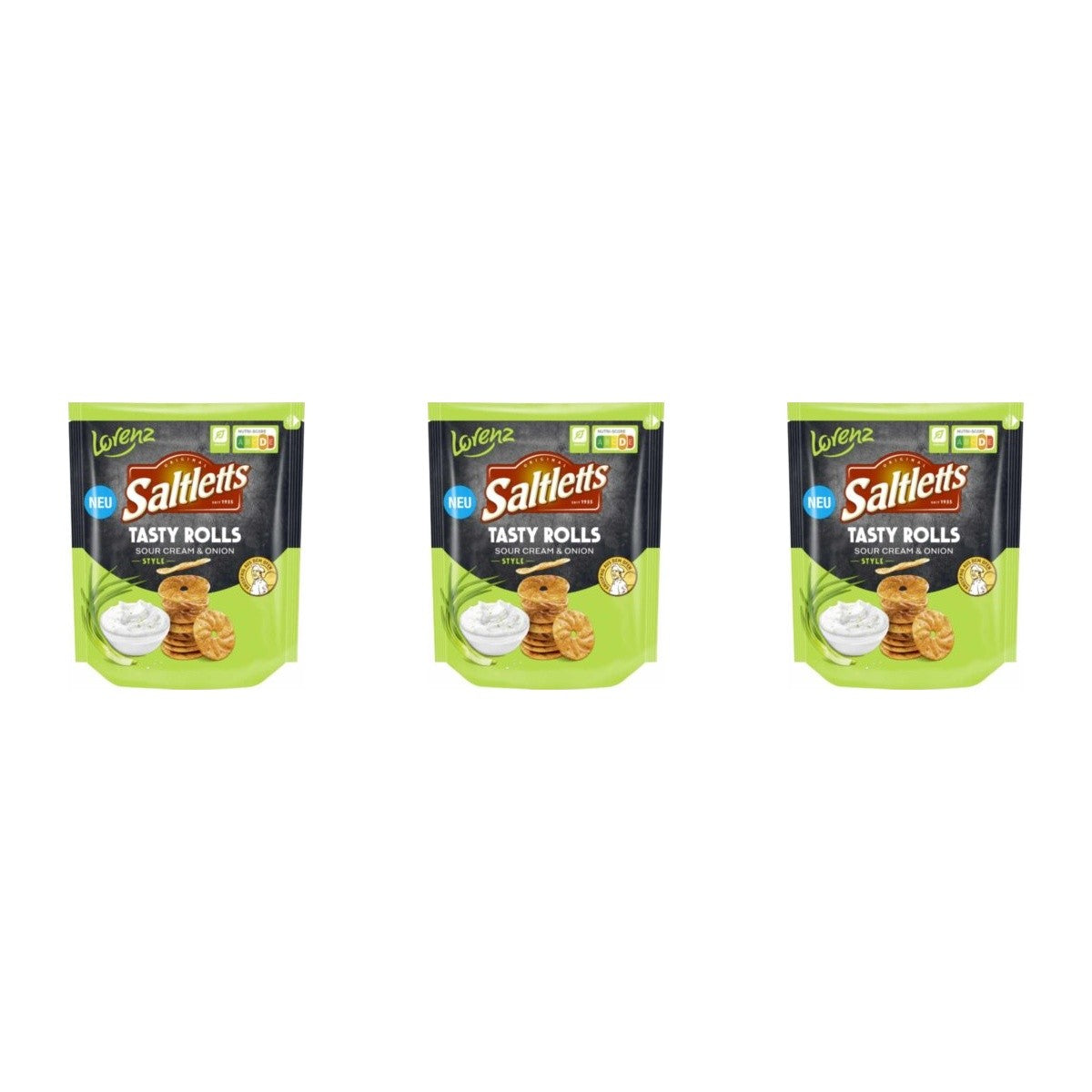 Saltletts Tasty Rolls Sour Cream&Onion Style – 3 x 130 g (390 g)