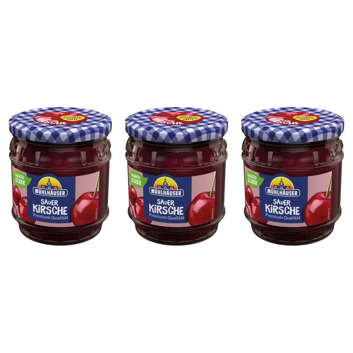 Mühlhäuser Sauerkirschkonfitüre Extra 50%Frucht – 3 x 450 g (1350 g)