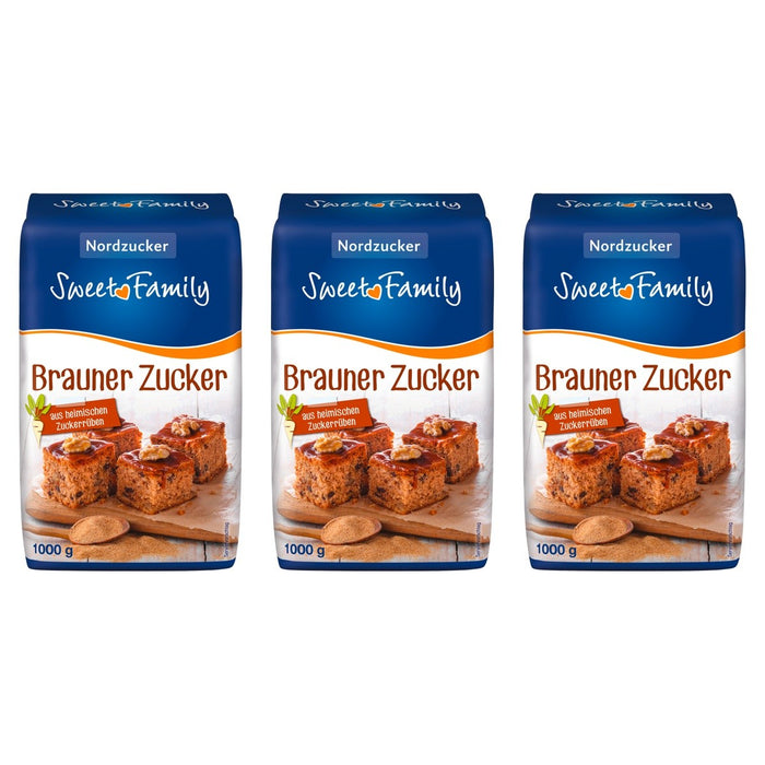 Sweet Family Nordzucker Brauner Zucker – 3 x 1000 g (3000 g)