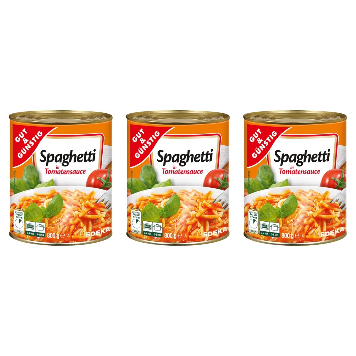 Gut&Günstig Spaghetti in Tomatensauce – 3 x 800 g (2400 g)