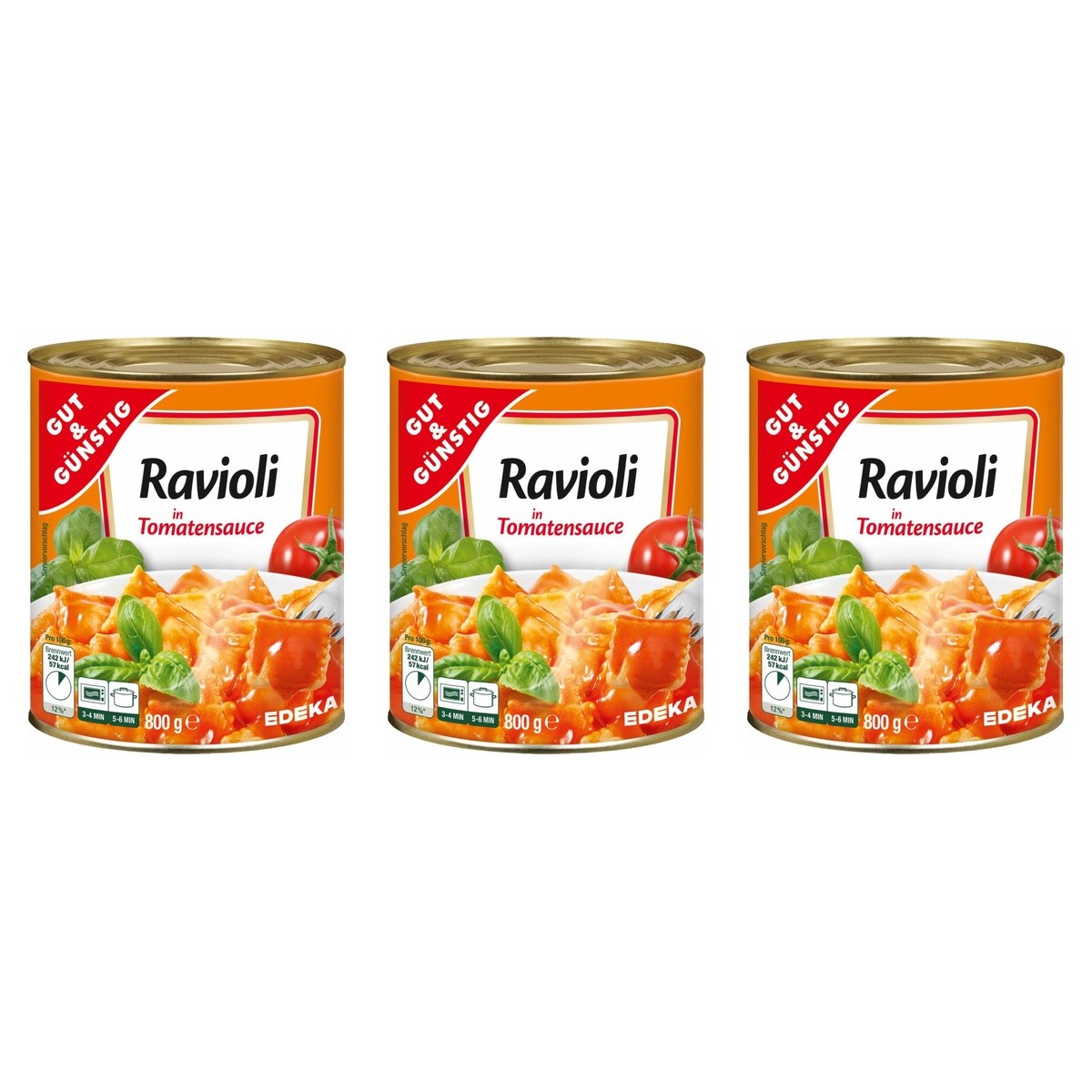 Gut&Günstig Ravioli in Tomatensauce – 3 x 800 g (2400 g)