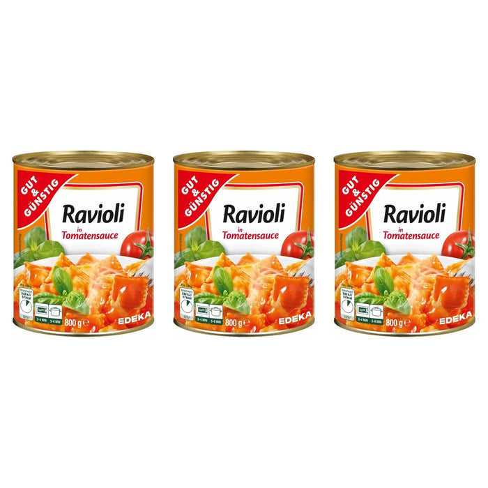 Gut&Günstig Ravioli in Tomatensauce – 3 x 800 g (2400 g)