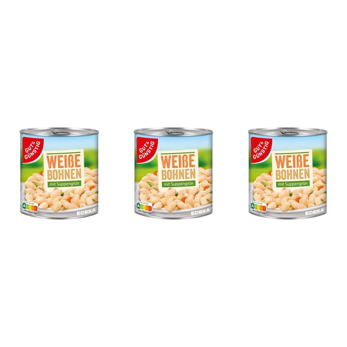 Gut&Günstig Weisse Bohnen mit Suppengrün – 3 x 800 g (2400 g)