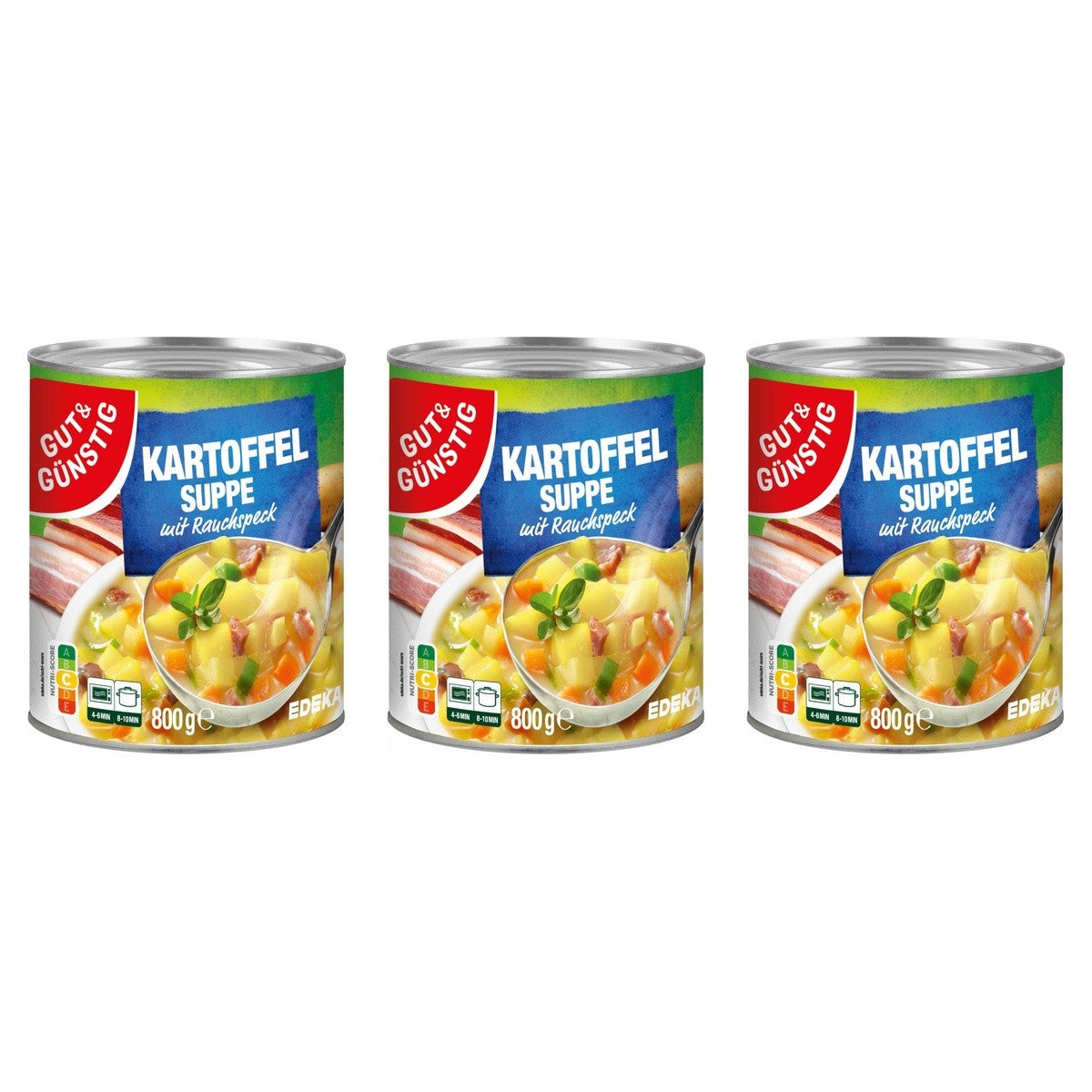 Gut&Günstig Kartoffelsuppe mit Rauchspeck – 3 x 800 g (2400 g)