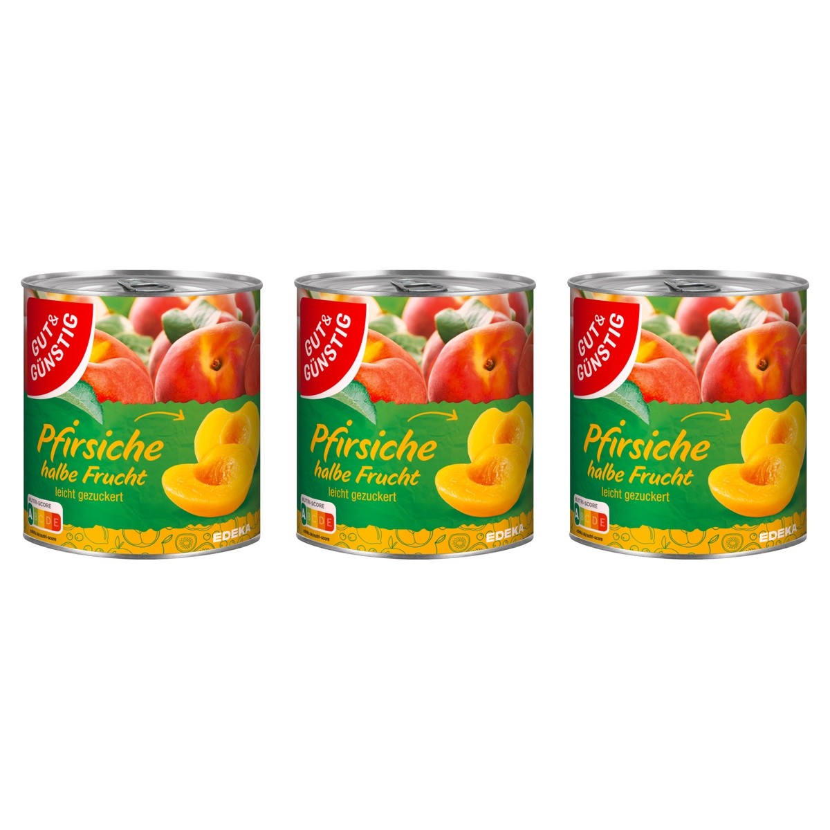Gut&Günstig Pfirsiche halbe Frucht leicht gezuckert – 3 x 820 g (2460 g)