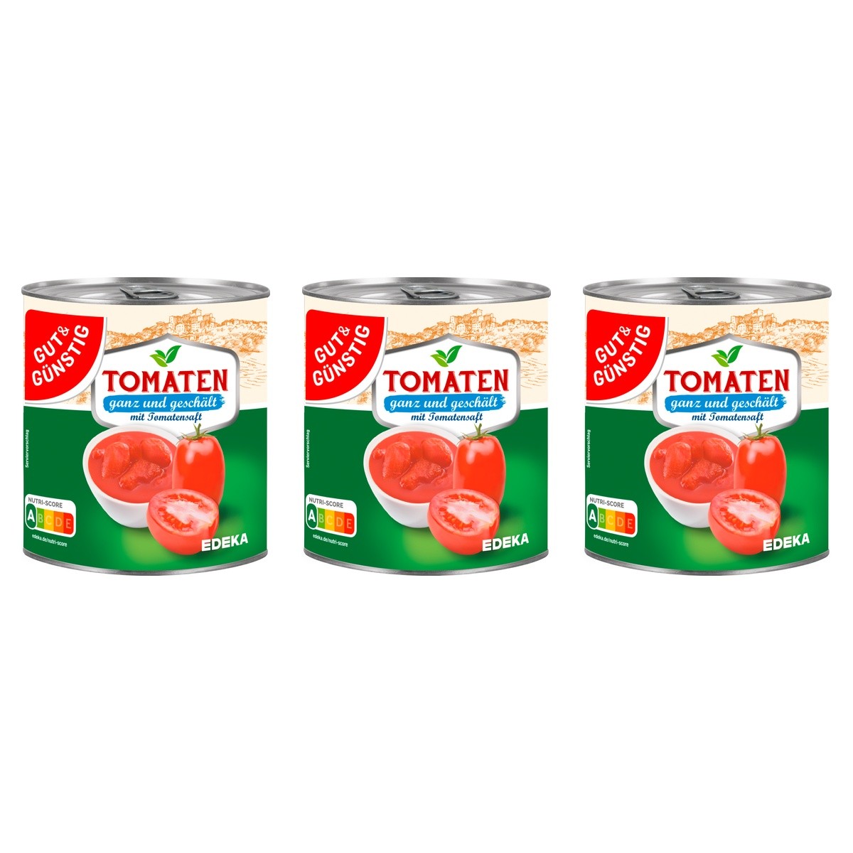 Gut&Günstig Tomaten ganz und geschält mit Tomatensaft – 3 x 800 g (2400 g)