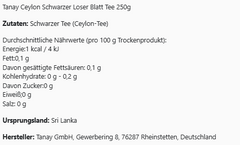 Tanay Ceylon Schwarzer Loser Blatt Tee 250g