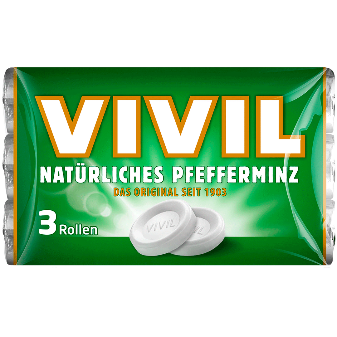 Vivil Pfefferminz ohne Zucker 3x28g (84g) – Produktfoto