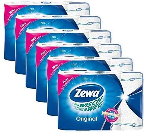 6x Zewa Wisch und Weg Küchenrollen Original je 4x45 Stück (6 Packungen x 4 Rollen)