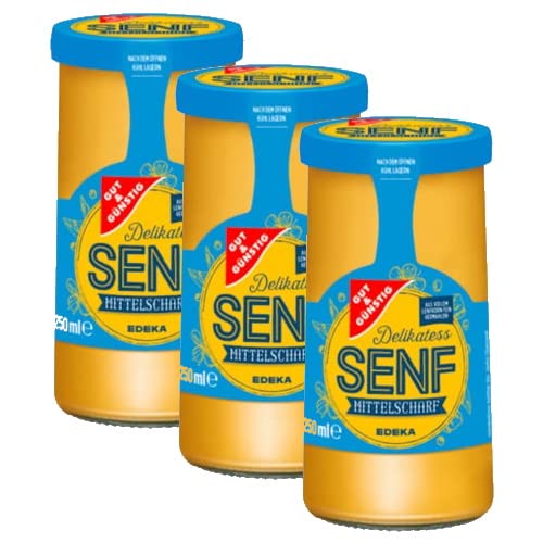 3x GUT&GÜNSTIG Senf mittelscharf 250ml (3x250ml)