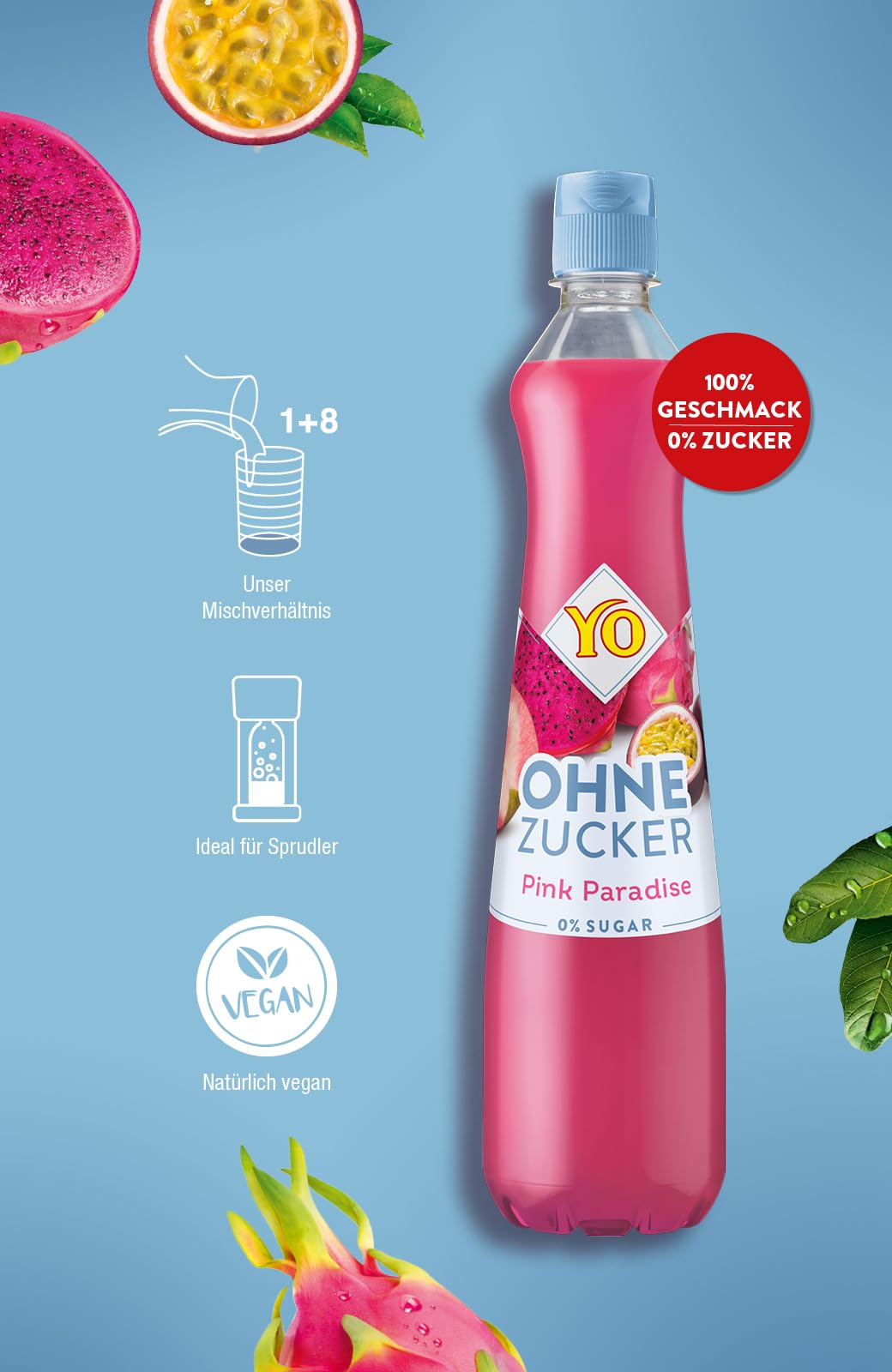 6x Yo Sirup Ohne Zucker Pink Paradise 0,7l (6x700ml)