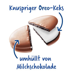 8x OREO Crunchies Dipped – Knusprige Mini-Kakaokekse mit Crèmefüllung mit Vanillegeschmack, umhüllt von zarter Milchschokolade (8x110g)