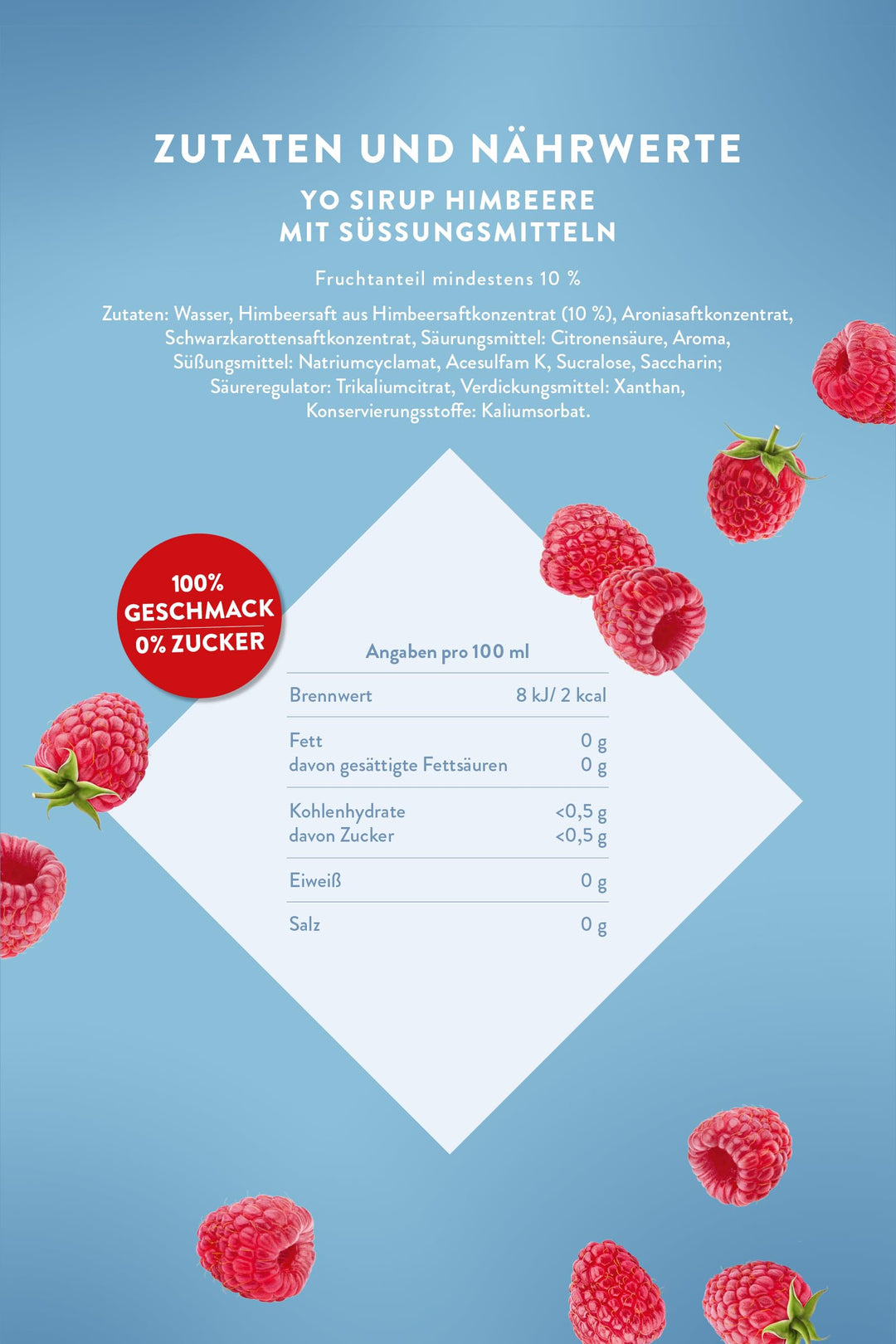 6x Yo Sirup Ohne Zucker Himbeere 0,7l (6x700ml)