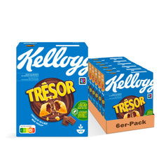 6x Kellogg's Tresor Milk Choco (6 x 410 g) – knusprige Frühstückscerealien mit schmelzender Creme-Füllung mit Milchschokolade – Tresor. Crazy Tasty.
