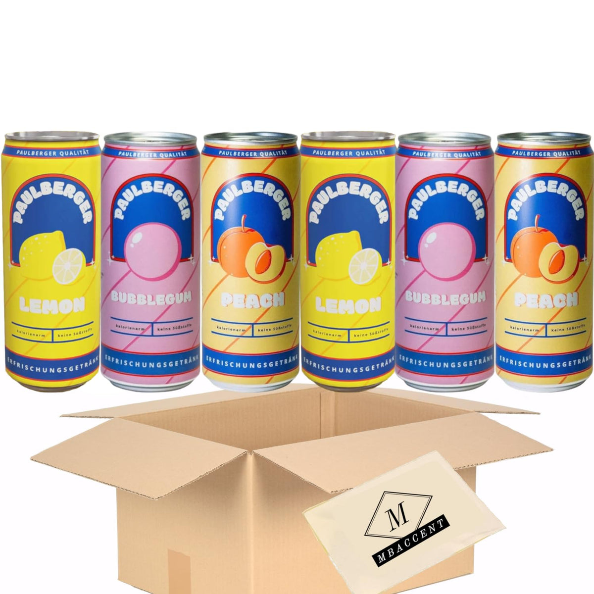 Paulberger Limo Set - 2x Lemon 2x Bubblegum 2x Peach 6 x 330ml