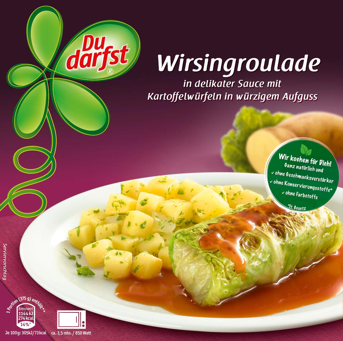 Du darfst  Wirsingroulade mit Kartoffelwürfel 375 g