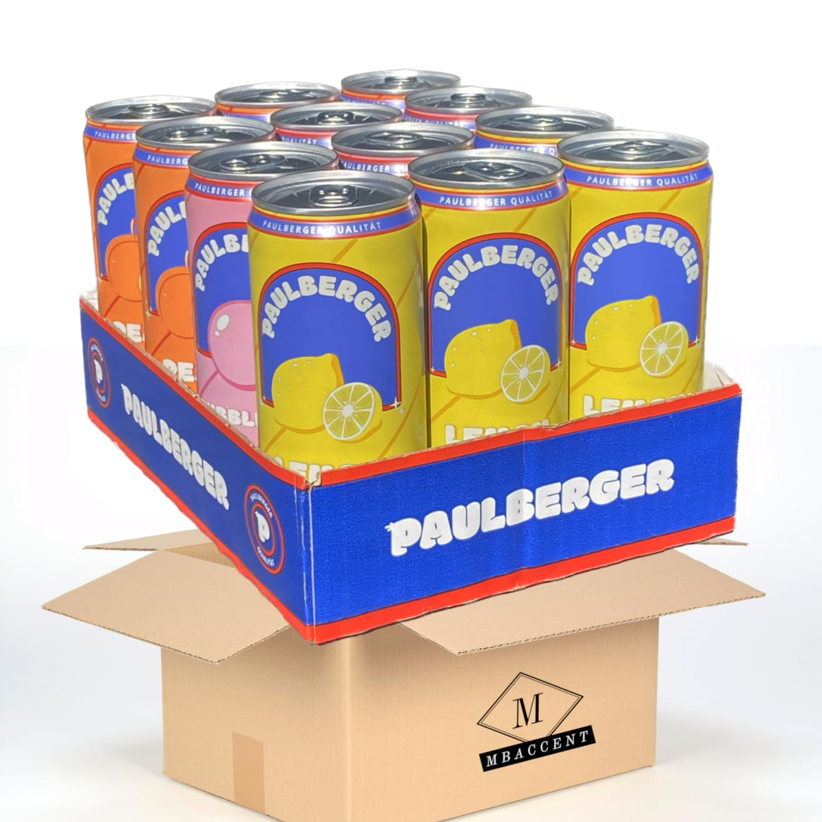 Paulberger Limo Mix-Gebinde 4x Lemon 4x Bubblegum 4x Peach 12x330ml