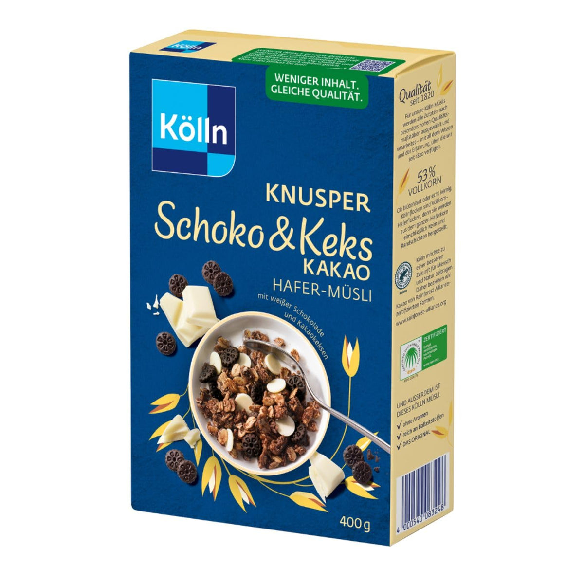 8x Kölln Müsli Knusper Schoko & Keks Kakao 400g (8x400g)