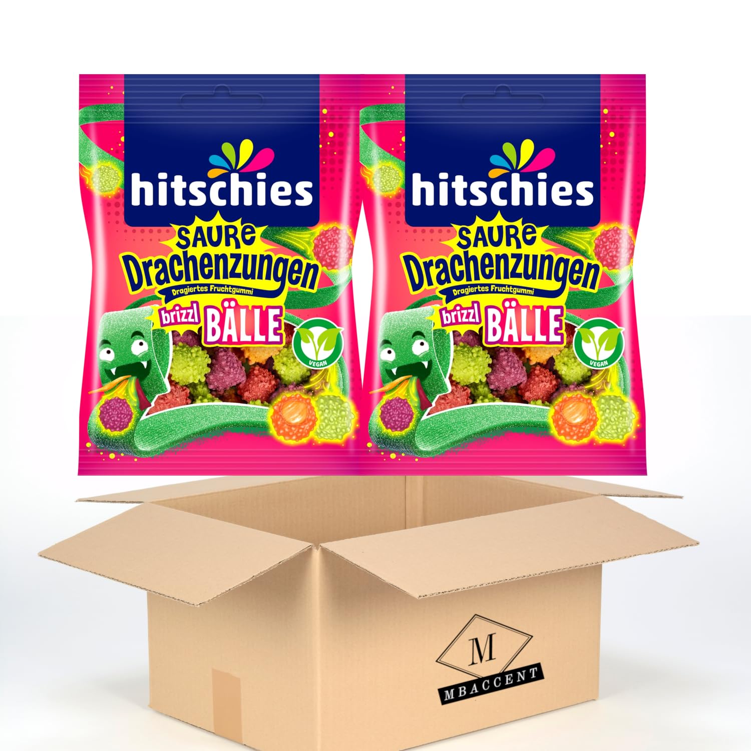 2x Hitschies Saure Drachenzungen Brizzl Bälle Set Hitschler 2x100g (200g)