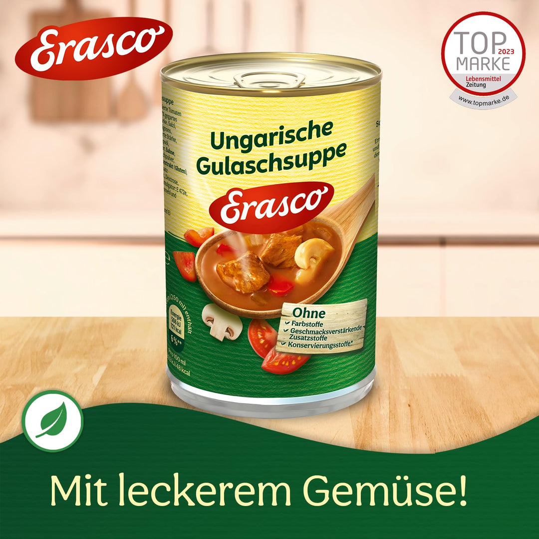 3x Erasco Ungarische Gulaschsuppe 390ml mit zartem Rindfleisch und viel Gemüse (3x390ml)
