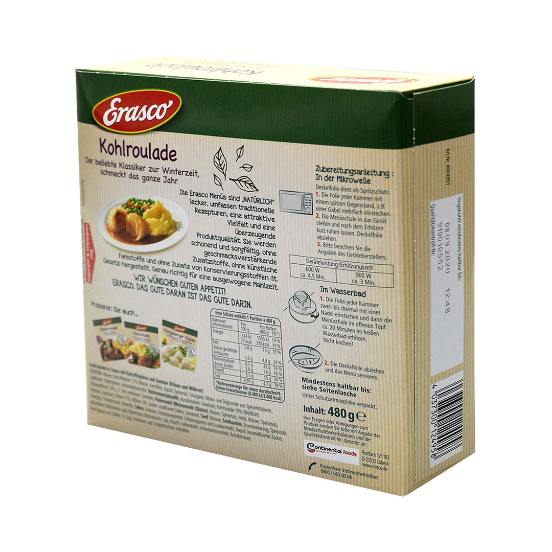 Erasco Kohlroulade in Sauce mit Kartoffelpüree und Gemüse, 480 g