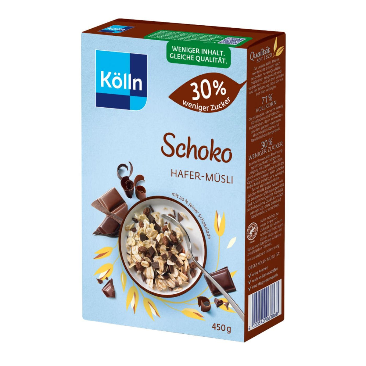 8x Kölln Schoko Hafer-Müsli 30% weniger Zucker 450g (8x450g)
