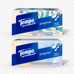 Tempo Original Taschentücher Duo-Box - Vorteilspack - 12 Boxen, 100 Tücher pro Box - extra starke, weiche Papiertaschentücher, waschmaschinenfest