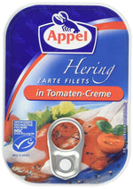 Produktbild anzeigen: Appel Heringsfilets, zarte Fisch-Filets in Tomaten-Creme, MSC zertifiziert, 100g
