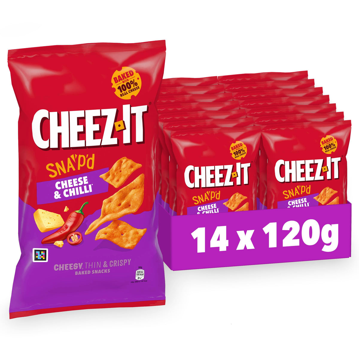 14x Cheez-It Snap'd Cheese & Chilli Chips 120g (14 x 120 g)
