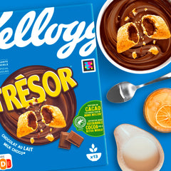 6x Kellogg's Tresor Milk Choco (6 x 410 g) – knusprige Frühstückscerealien mit schmelzender Creme-Füllung mit Milchschokolade – Tresor. Crazy Tasty.