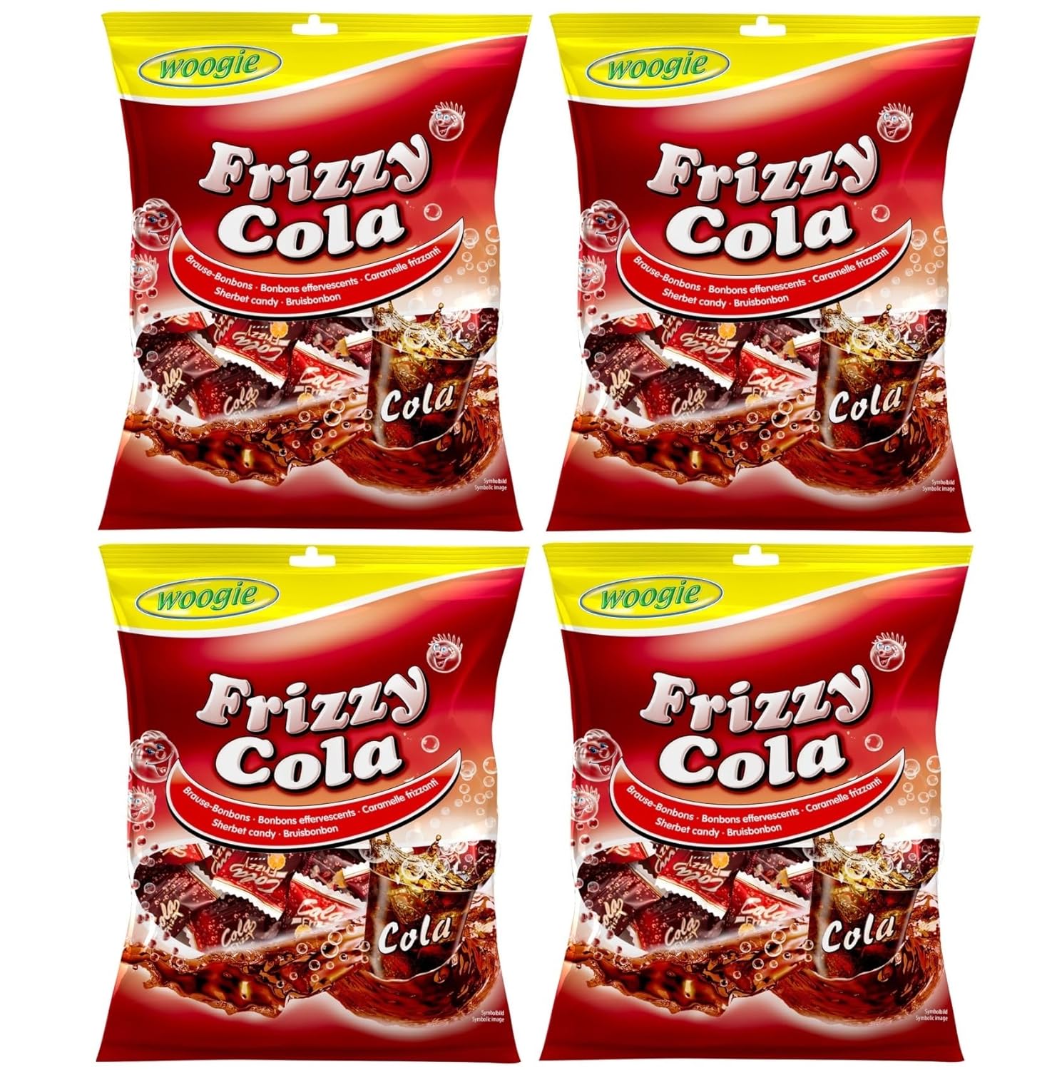 Woogie Frizzy Cola Brause- Bonbons Hartkaramellen Mit Cola- Geschmack 4 x 170g