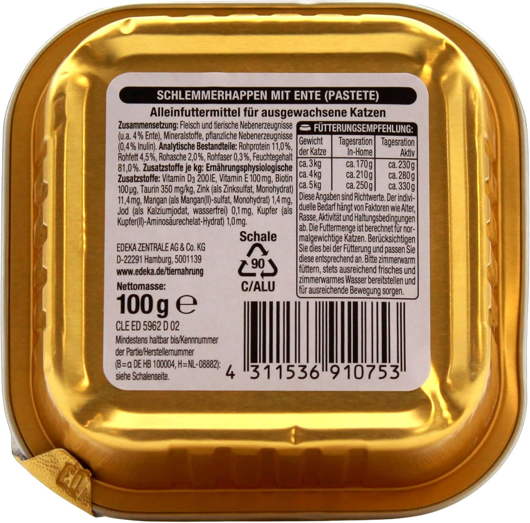 32x GUT&GÜNSTIG Hello my Cat Schlemmerhappen mit Ente 32x100g (3200g)