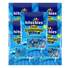 5x Hitschies Saure Drachenzungen Lollis Blau - Geschmacksrichtung Himbeer - 5x128g (640g)