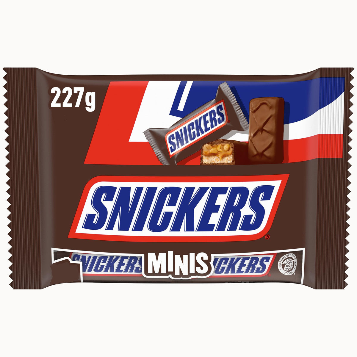 Snickers Minis Schokolade Großpackung, Karamell & Erdnuss Mini Schokoriegel, 227g