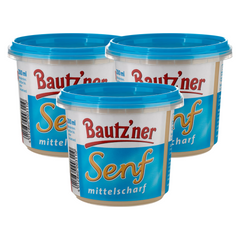 3x Bautzner mittelscharfer Senf Eimer 200ml