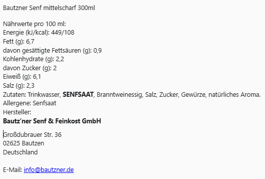 Bautzner Senf mittelscharf 3er Set (3x300ml)