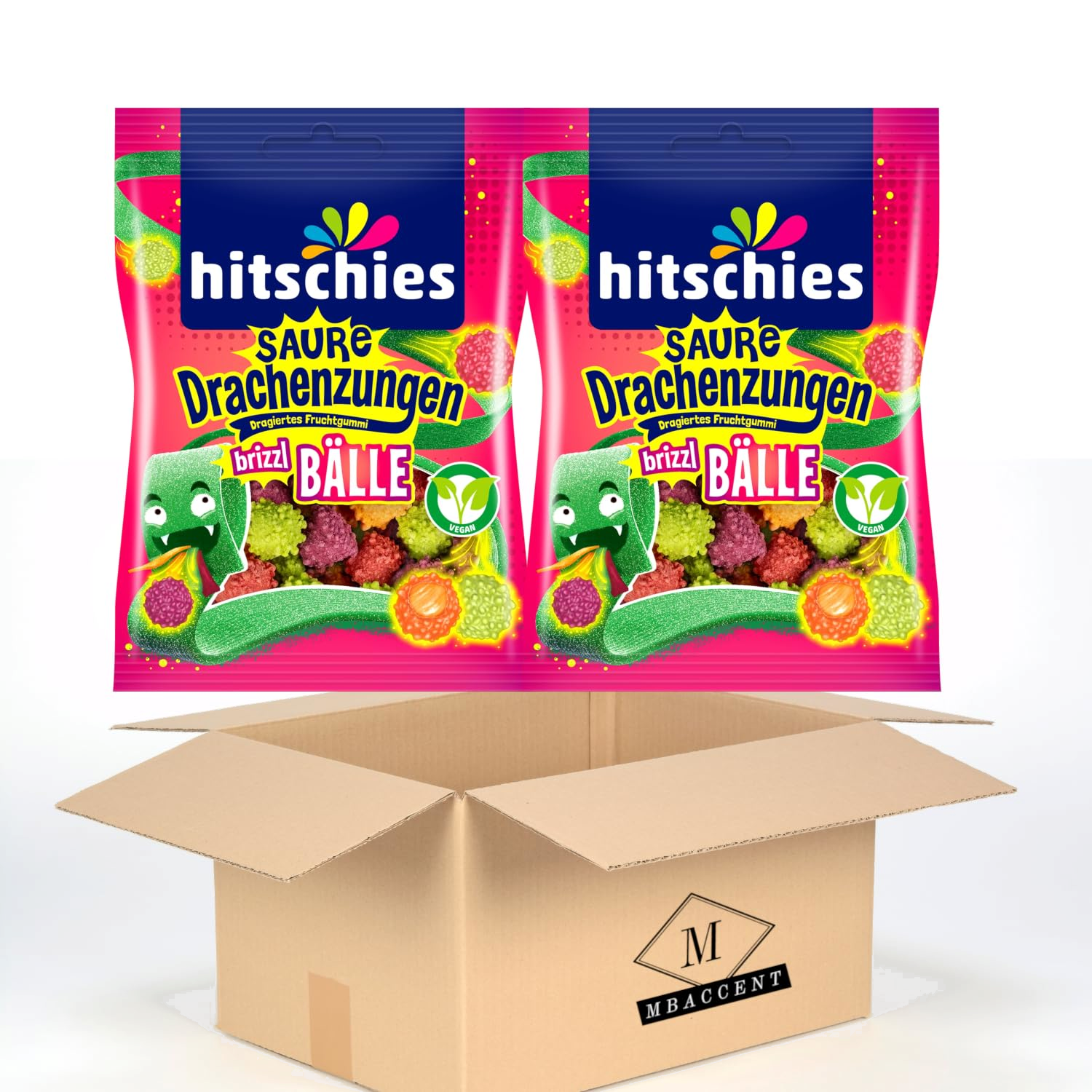 2x Hitschies Saure Drachenzungen Brizzl Bälle Set Hitschler 2x100g (200g)