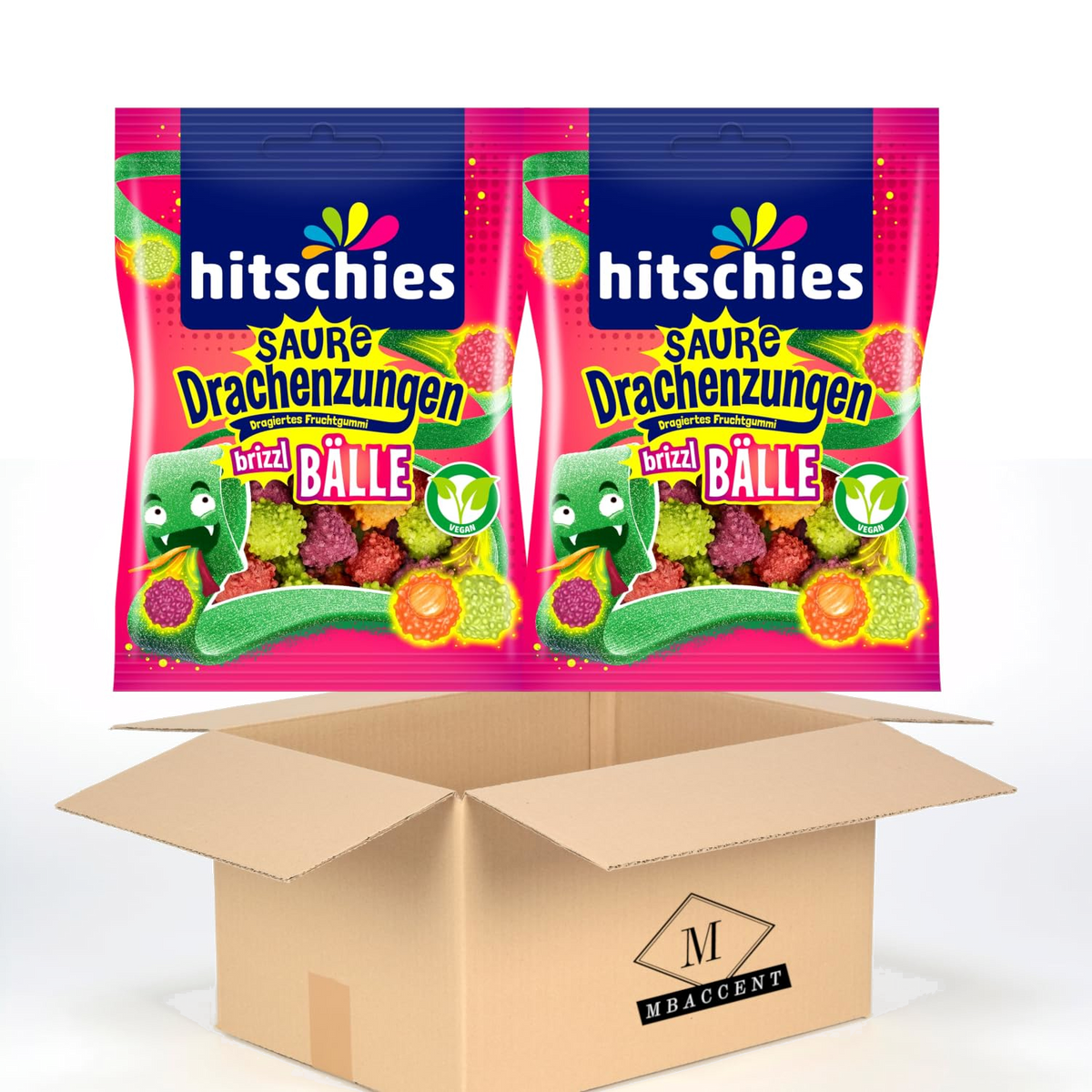 2x Hitschies Saure Drachenzungen Brizzl Bälle Set Hitschler 2x100g (200g)