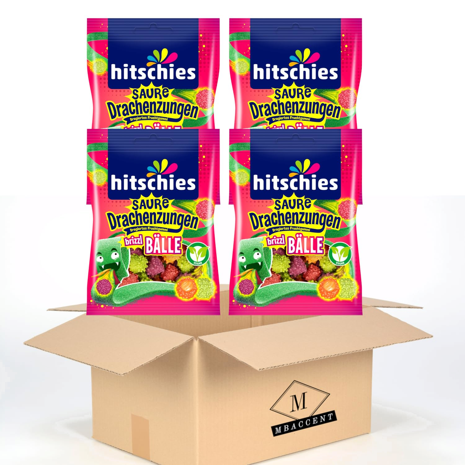 2x Hitschies Saure Drachenzungen Brizzl Bälle Set Hitschler 2x100g (200g)