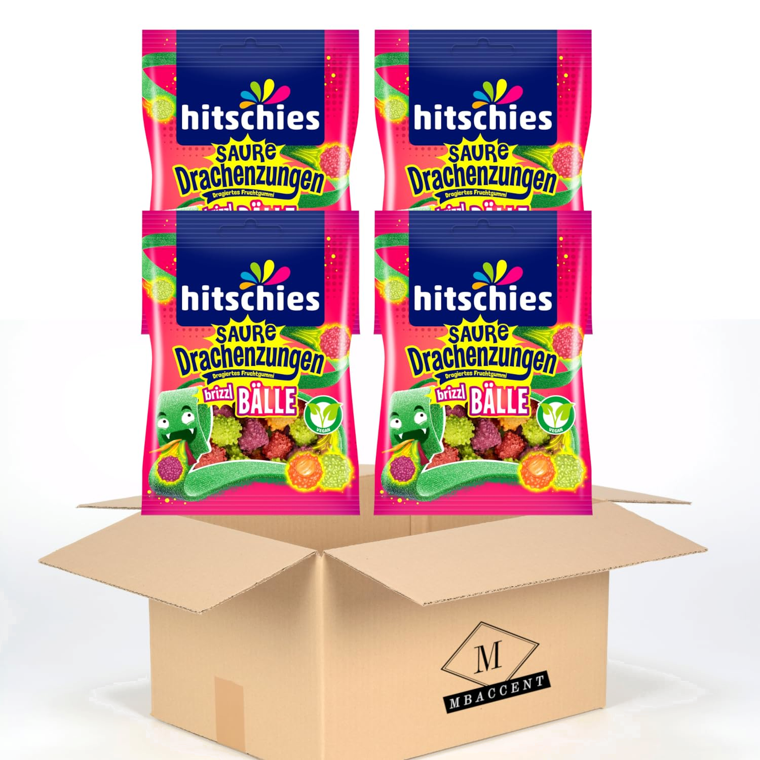 2x Hitschies Saure Drachenzungen Brizzl Bälle Set Hitschler 2x100g (200g)