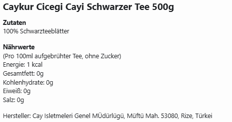 Caykur Cicegi Cayi Schwarzer Tee 500g